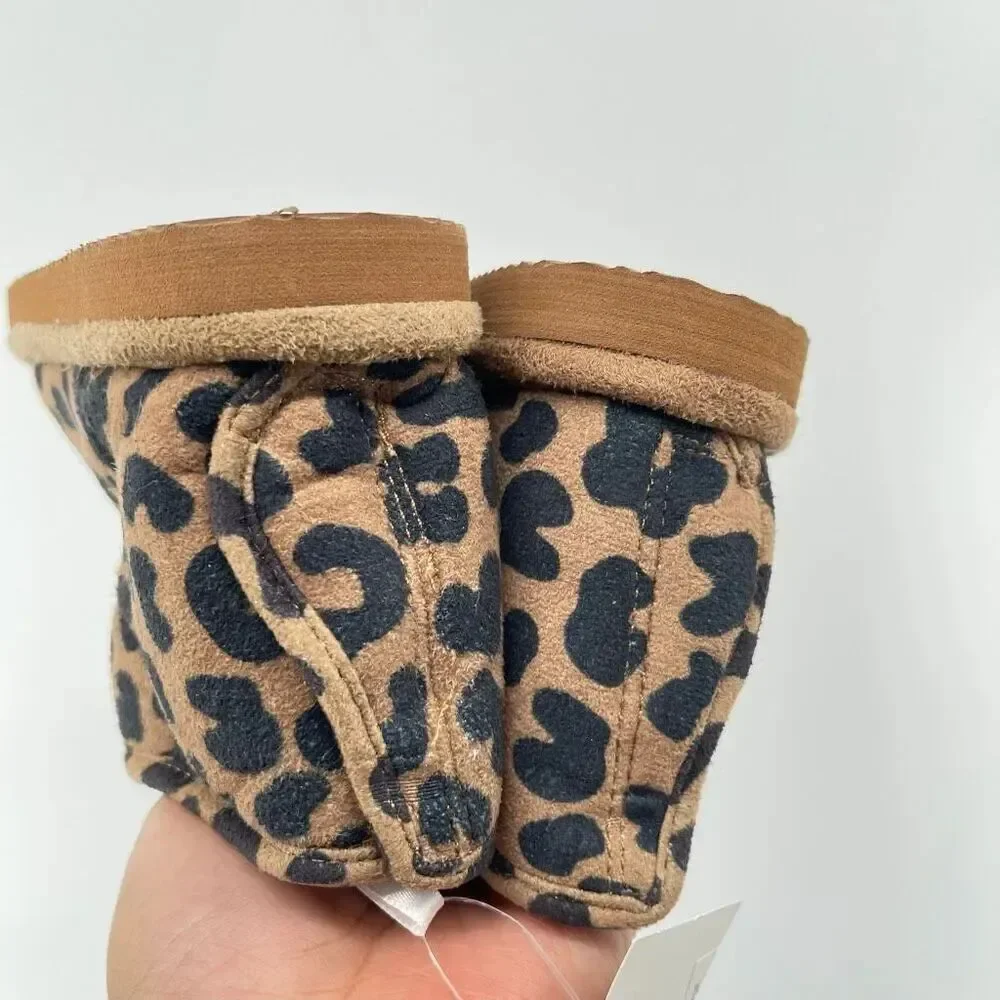 H&M Toddler Leopard Print Faux Suede Fluffy-Lined Ankle Boots Size 8.5 NWT